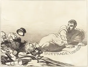 Giant Prints: Une panique de Lilliputiens... 1851. Creator: Honore Daumier