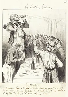 Toasting Prints: Une reception, 1843. Creator: Honore Daumier