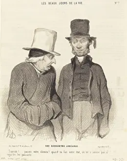 Rudeness Prints: Une rencontre agreable, 1844. Creator: Honore Daumier