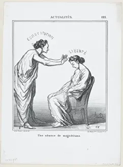 Constitution Prints: Une seance de magnetisme, 1869. Creator: Honore Daumier