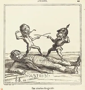 Territorial Prints: Une situation desagreable, 1866. Creator: Honore Daumier