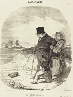 Une terrible rencontre, 1845. Creator: Honore Daumier