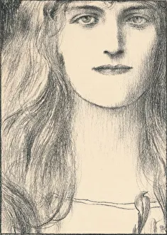 Fernand Prints: Une tete de face, 1898. Artist: Fernand Khnopff