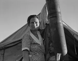 Flue Prints: Unemployed family... near Holtville, California, 1937. Creator: Dorothea Lange