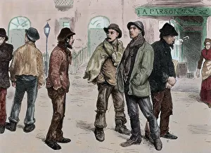 Unemployed workers, London, 1886. Creator: Unknown