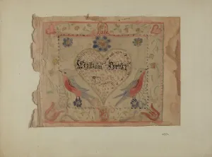 Heart Motif Prints: Unframed Birth Certificate, c. 1940. Creator: Edward White