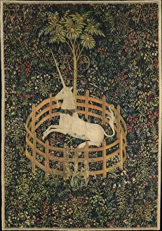 Wool Collection: The Unicorn in Captivity, c. 1500. Artist: Master of the Hunt of the Unicorn