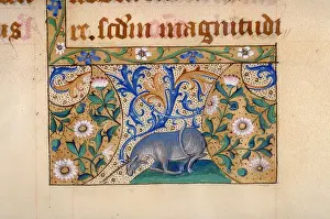 Unicorn Prints: Unicorn (Ornament). Missale Tolosanum, 1400-1449. Creator: Anonymous