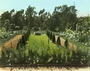 Herbaceous Border Prints: Unidentified house and garden, possibly Maine or Massachusetts