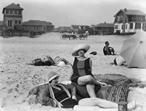 Social Life Prints: Two unidentified women at Long Beach