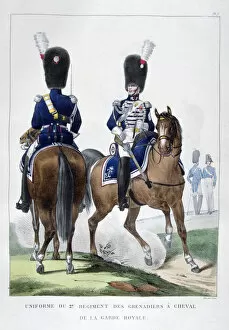 Charles Etienne Pierre Motte Collection: Uniform of the 2nd Regiment of Horse Grenadiers, France, 1823. Artist: Charles Etienne Pierre Motte