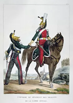 Charles Etienne Pierre Motte Collection: Uniform of a regiment of dragoons of the royal guard, France, 1823