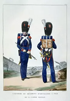 Charles Etienne Pierre Motte Collection: Uniform of a regiment of foot artillery of the royal guard, France, 1823