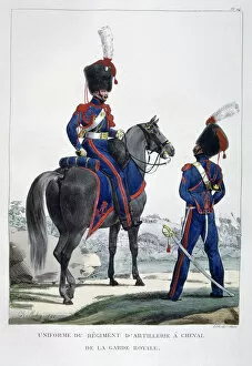 Charles Etienne Pierre Motte Collection: Uniform of a regiment of horse artillery of the royal guard, France, 1823