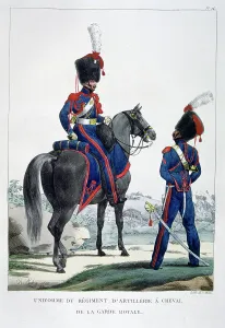 Uniform of a regiment of horse artillery of the royal guard, France, 1823. Artist: Charles Etienne Pierre Motte Uniform of a regiment of horse artillery of the royal guard, France, 1823. Artist: Charles Etienne Pierre Motte