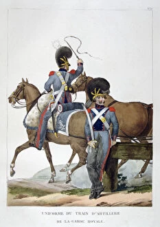 Charles Etienne Pierre Motte Collection: Uniform of a regiment of horse artillery train of the royal guard, France, 1823