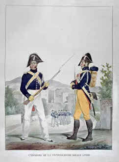 Charles Etienne Pierre Motte Collection: Uniform of the royal foot gendarmes, France, 1823. Artist: Charles Etienne Pierre Motte