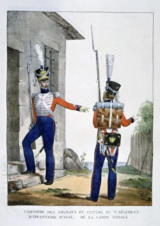 Charles Etienne Pierre Motte Collection: Uniform of the Swiss 7th Regiment of infantry of the royal guard, France, 1823