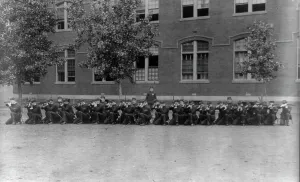 High School Prints: Uniformed cadets, Central High School, (1899?). Creator: Frances Benjamin Johnston