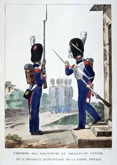 Charles Etienne Pierre Motte Collection: Uniforms of the 2nd infantry of the French royal guard, 1823. Artist: Charles Etienne Pierre Motte