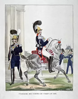 Charles Etienne Pierre Motte Collection: Uniforms of guards of the French royal corps, 1823. Artist: Charles Etienne Pierre Motte