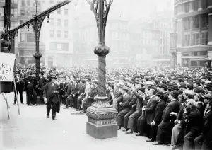 Speaker Prints: Union Square, New York. J.J. Ettor speaking to striking barbers