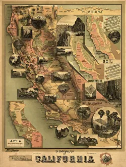 Soil Prints: The unique map of California, 1888. Creator: E. McD. Johnstone