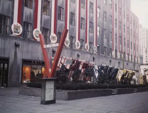 United Nations exhibit by OWI in Rockefeller Plaza, New York, N. Y. 1943. Creator: Marjory Collins