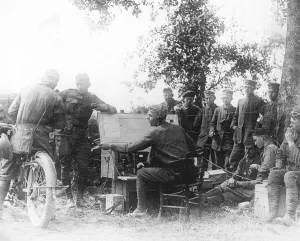 Troop Gallery: United States Army Signal Corps in France operating a field radio station, July 1918