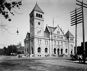 Telegraph Pole Prints: United States Post Office in front of the Winona Opera House