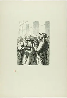 Universal Exhibition Prints: At the Universal Exhibition: Security check at the entrance: the bald need t