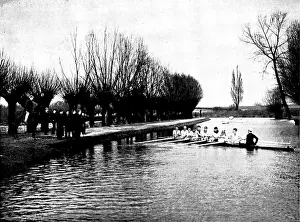 Boat Race Prints: The Universities Boat-Race: the Cambridge crew at practice - a word of advice from the coach