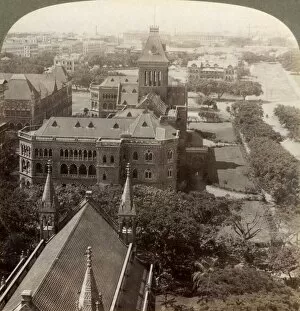 Campus Gallery: Over University and Secretariat (Sq. tower), S. from Rajabai Tower, Bombay, India, 1903