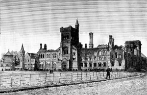 Aftermath Prints: The University of Toronto after the fire, 1890. Creator: Paterson