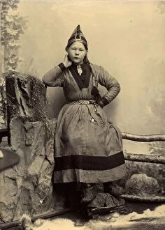 Leaning On Elbow Collection: Unknown Sami girl, 1890-1900. Creator: Helene Edlund