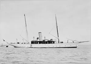 At Anchor Prints: Unknown steam yacht at anchor. Creator: Kirk & Sons of Cowes