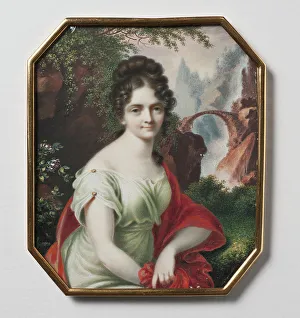Unknown woman in landscape, c19th century. Creator: Carl Gottlob Schmeidlers