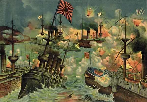 Battleships Prints: Unparalled Battle of the Variag and the Koreets at Chemul'po