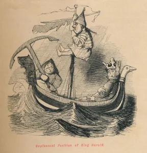Harold Godwineson Prints: Unpleasant Position of King Harold, c1860, (c1860). Artist: John Leech