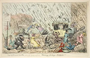 Blustery Prints: Very Unpleasant Weather or the Old Saying verified Raining Cats, Dogs and Pitchforks, 1835
