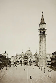 Piazza San Marco Collection: Untitled (96), c. 1890. [St Marks Basilica and Campanile, Venice]. Creator: Unknown