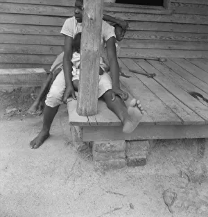 Childcare Collection: Untitled, [children on porch], between 1935 and 1942. Creator: Dorothea Lange