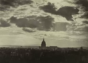Albumen Print From Wet Collodion Negative Collection: Untitled (Cloud Study with Les Invalides), 1860. Creator: Charles Marville (French, 1816-1879)
