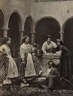 Albumen Print From Wet Collodion Negative Collection: Untitled (Genre scene with four women and a man), late 19th Century