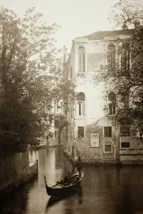 Street Scene Collection: Untitled (II 13), c. 1890. [Gondola on canal, Venice]. Creator: Unknown