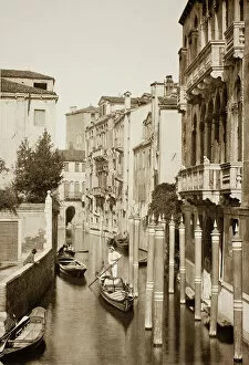 Street Scene Collection: Untitled (II 41), c. 1890. [Gondola on canal, Venice]. Creator: Unknown