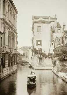 Street Scene Collection: Untitled (II 8), c. 1890. [Gondola on canal, Venice]. Creator: Unknown