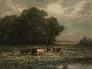 Meadow Gallery: Untitled (landscape with cattle grazing), 1897. Creator: Edward Mitchell Bannister
