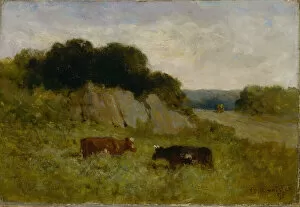 Untitled (landscape with two cows), 1898. Creator: Edward Mitchell Bannister
