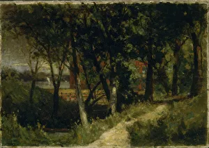 Canada Prints: Untitled (landscape, forest scene with red fence and building), 1893